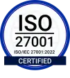 ISO 27001 certified badge.